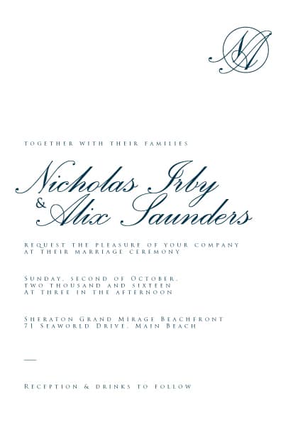 Invitation Design for Alix and Nicholas | Award Winning & Affordable ...